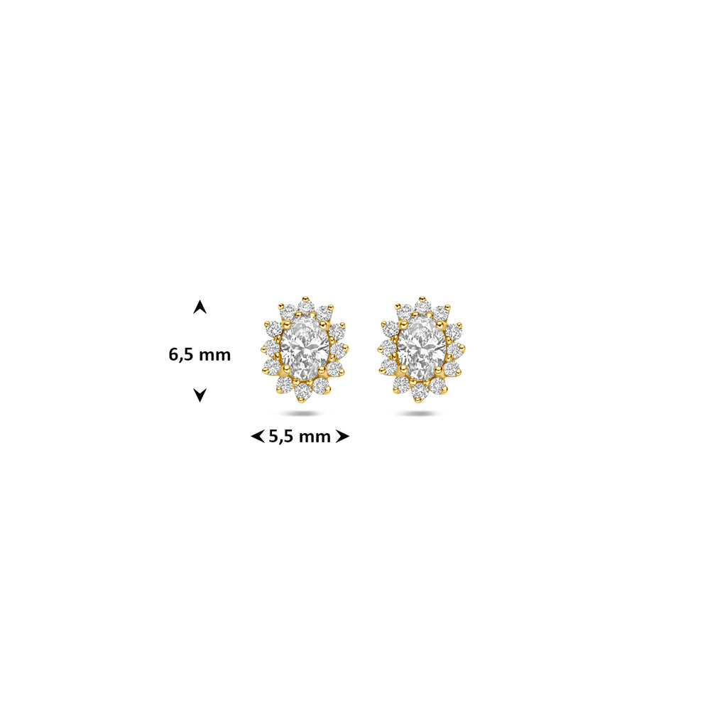 14 karaat geelgouden oorknoppen met lab grown diamant detail sluiting - City Juwelier