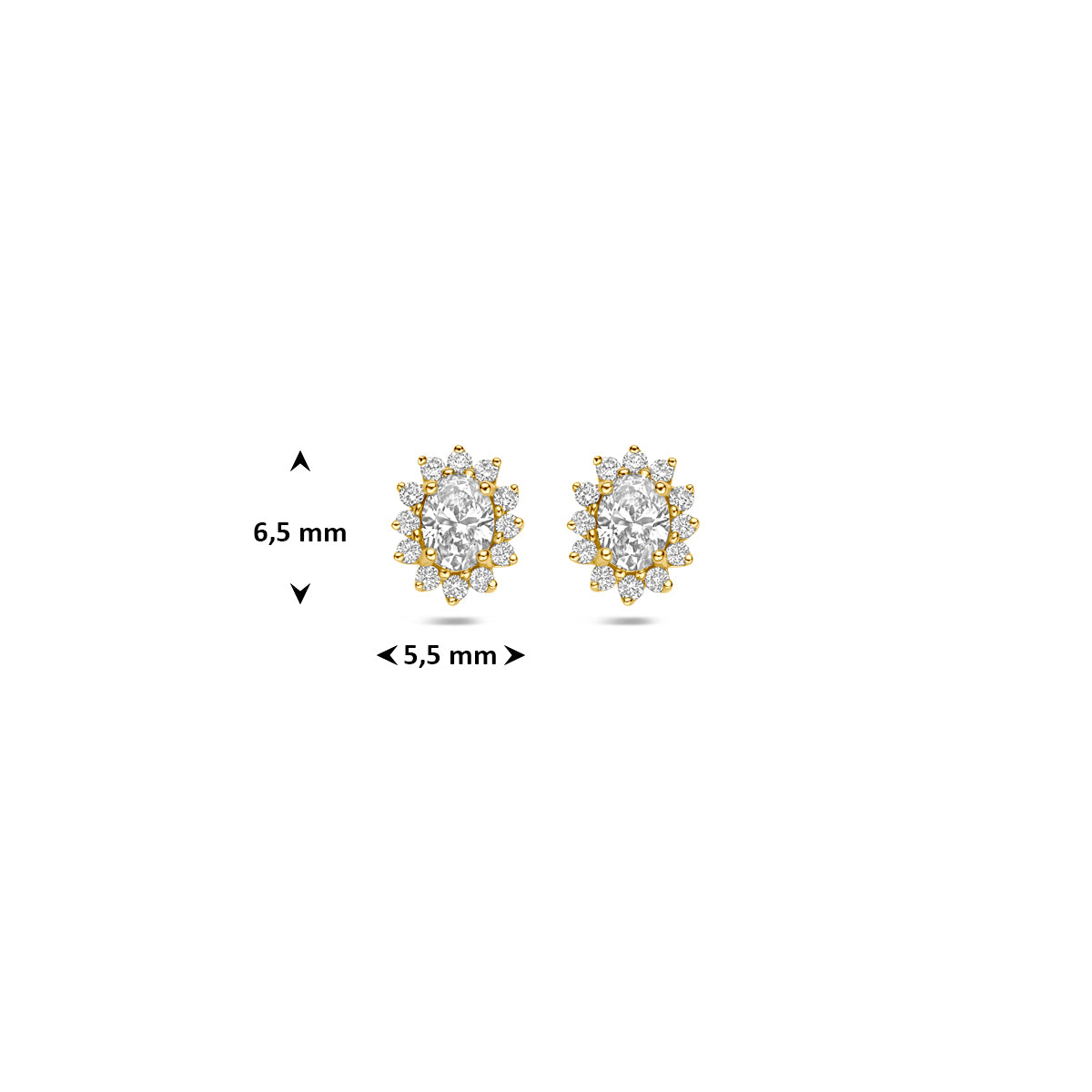 14 karaat geelgouden oorknoppen met lab grown diamant detail sluiting - City Juwelier