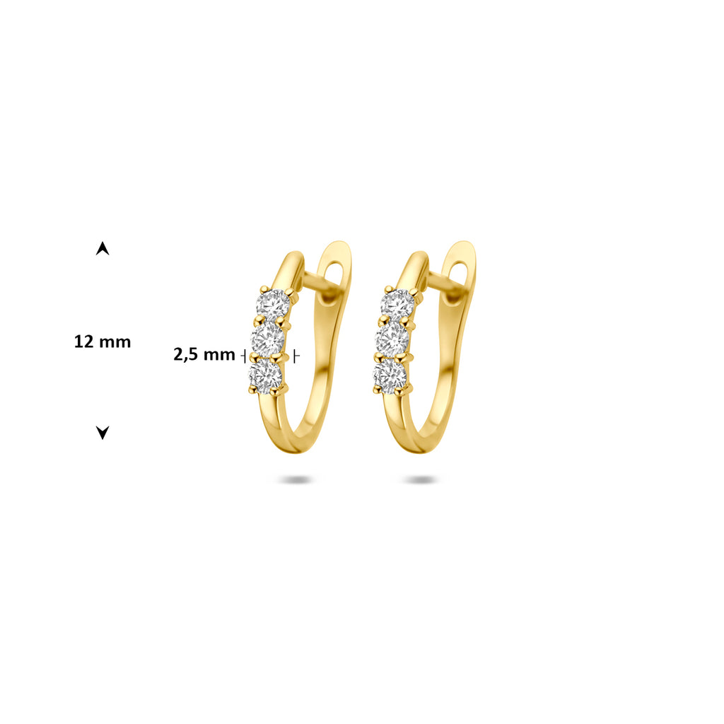 14 karaat gouden dames oorbellen met briljant geslepen diamant - City Juwelier