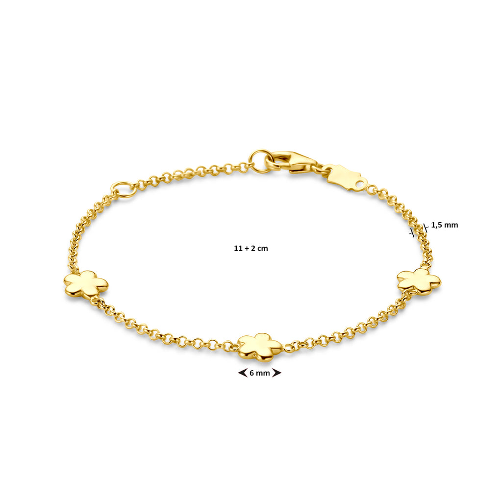 14K geelgoud armband met bloemen en karabijnsluiting - City Juwelier