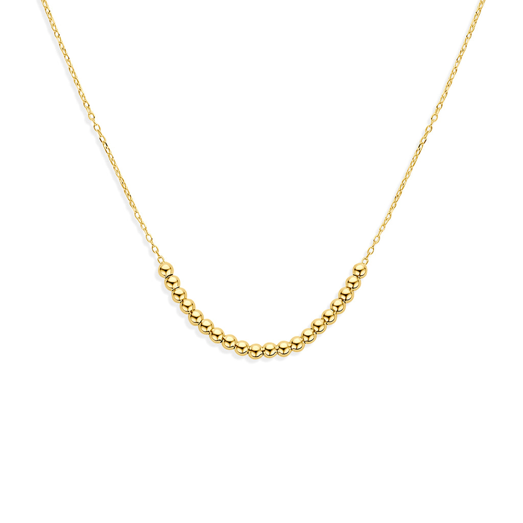 14K geelgouden bolletjesketting voor dames vooraanzicht - City Juwelier