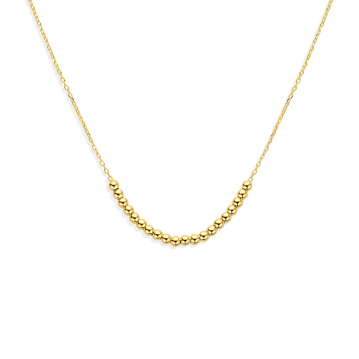 14K geelgouden bolletjesketting voor dames vooraanzicht - City Juwelier