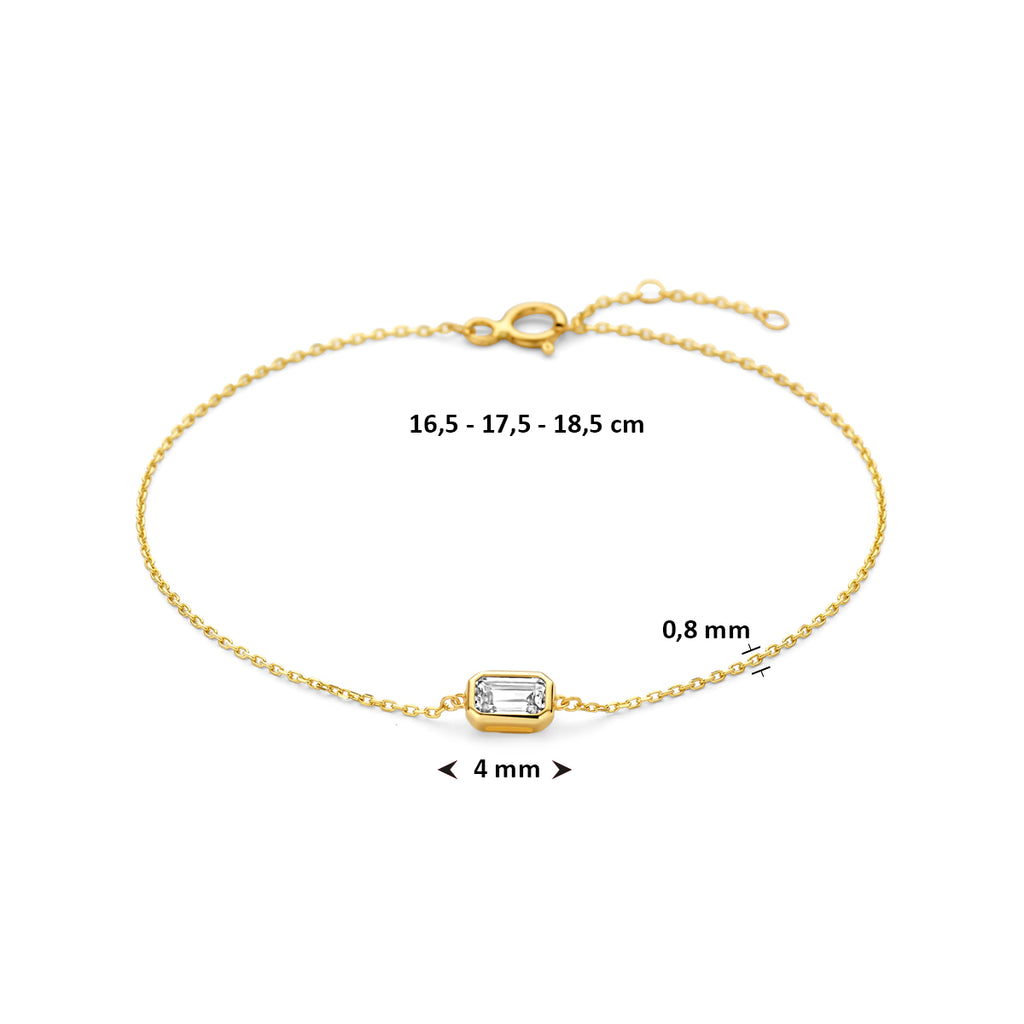 14K geelgouden dames armband met fonkelende zirkonia - City Juwelier
