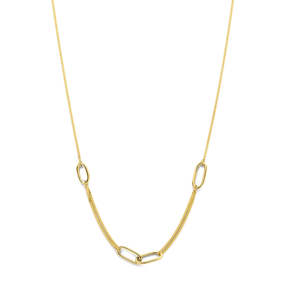 14K geelgouden ketting Velarinda vooraanzicht schakeldesign voor dames - City Juwelier