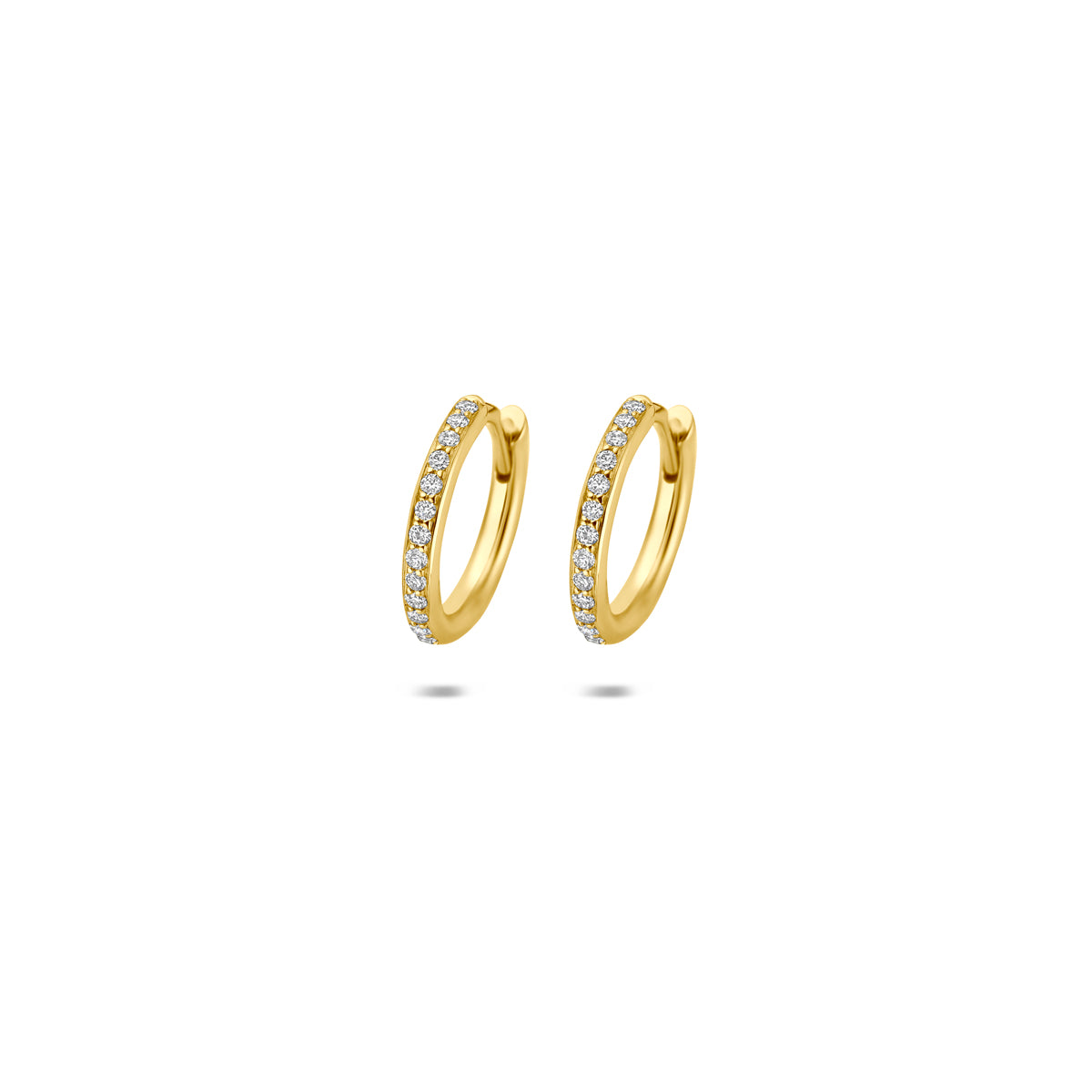 14K geelgouden klapoorbellen met natuurlijke diamant vooraanzicht voor dames - City Juwelier