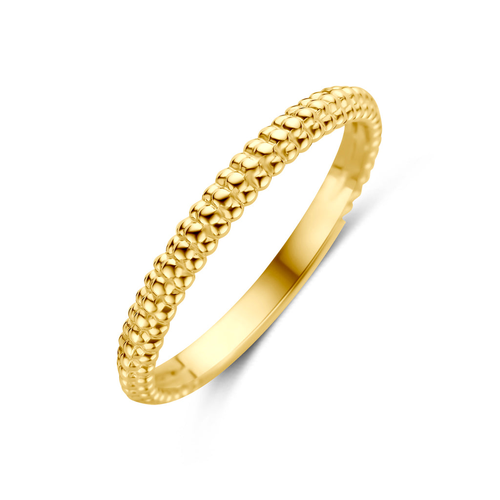 14K geelgouden ring Diamavine met gediamanteerd oppervlak vooraanzicht - City Juwelier