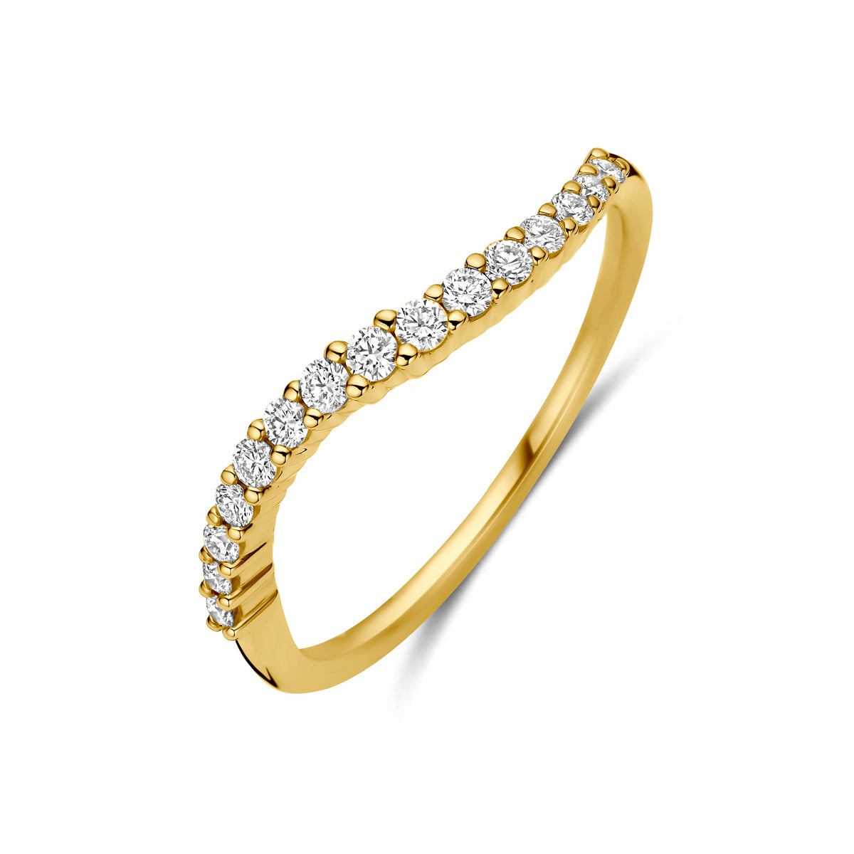 14K geelgouden ring met diamant 0.21ct vooraanzicht voor dames - City Juwelier