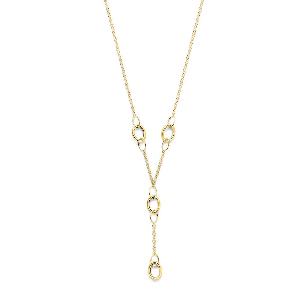 14K geelgouden Y-collier ketting vooraanzicht voor dames - City Juwelier
