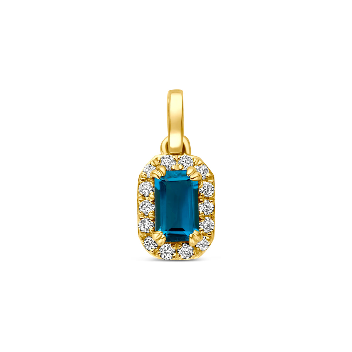 14K gouden hanger met London Blue topaas vooraanzicht voor dames - City Juwelier