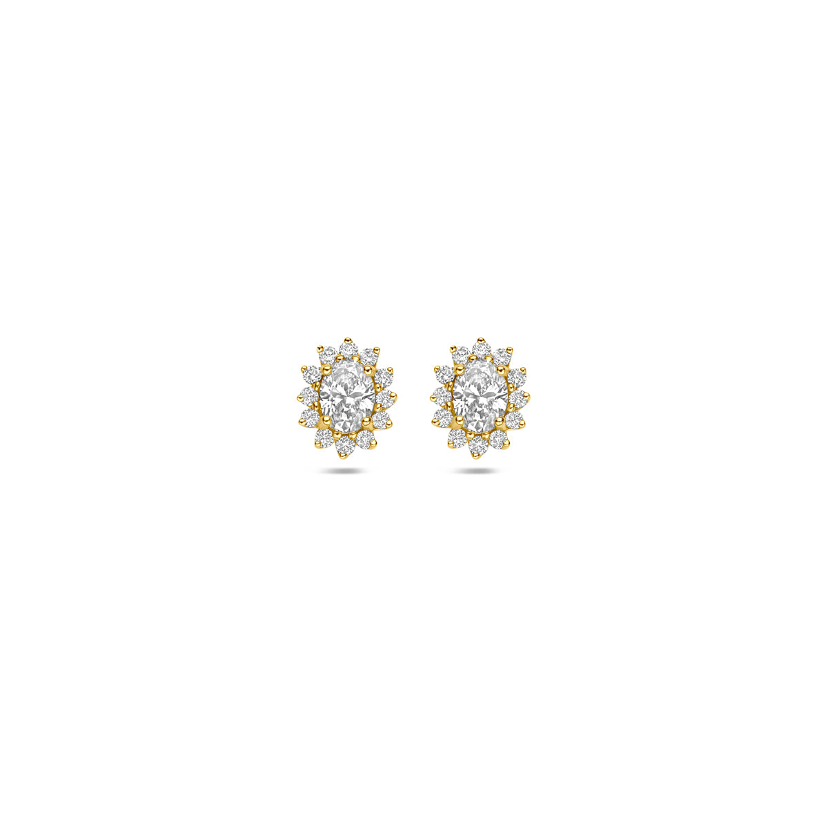 14K gouden oorbellen met lab grown diamant vooraanzicht voor dames - City Juwelier