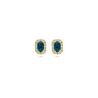 14K gouden oorbellen met London Blue topaas en diamant vooraanzicht voor dames - City Juwelier