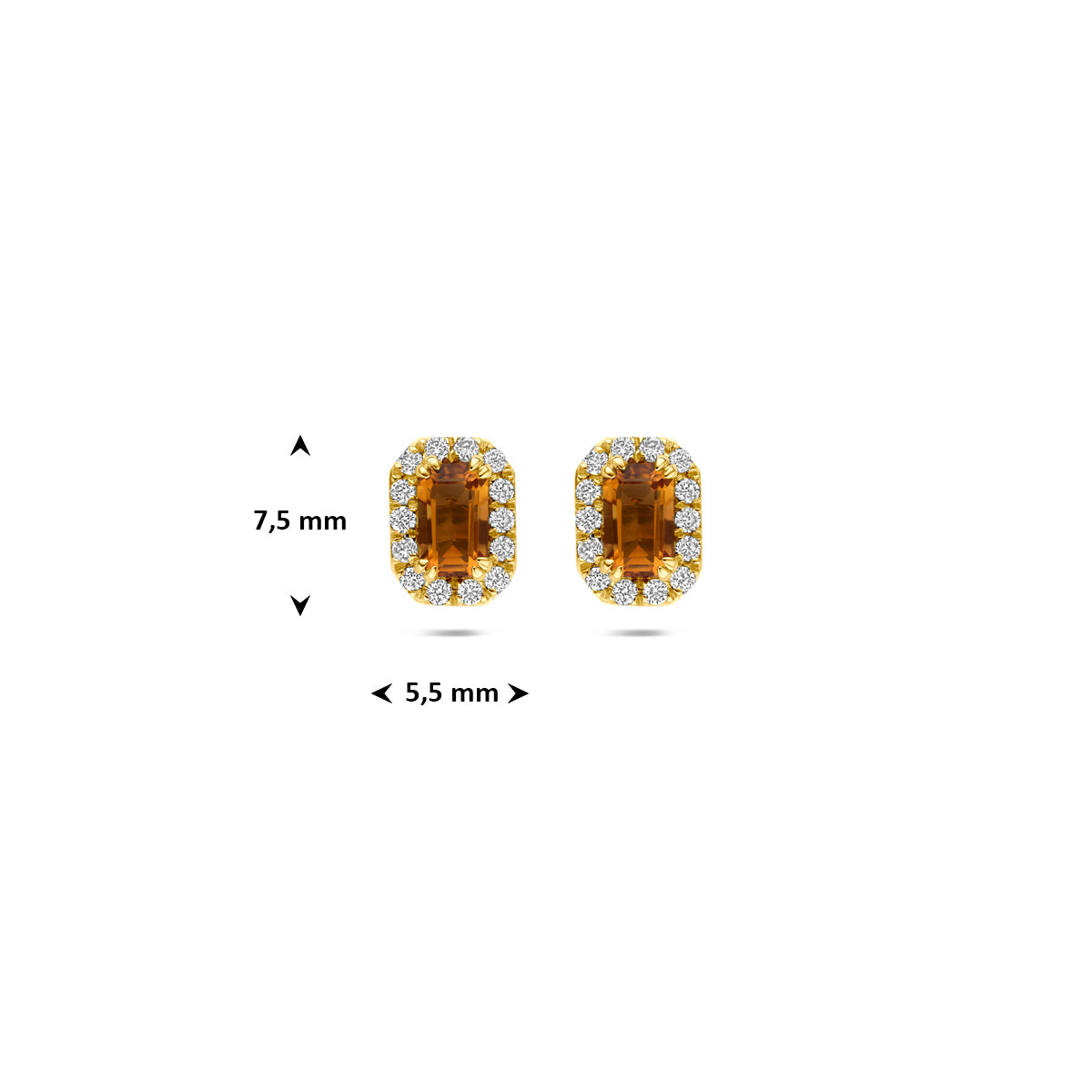 Azurina - Oorknoppen met Amethist en Diamant - 14K Geelgoud