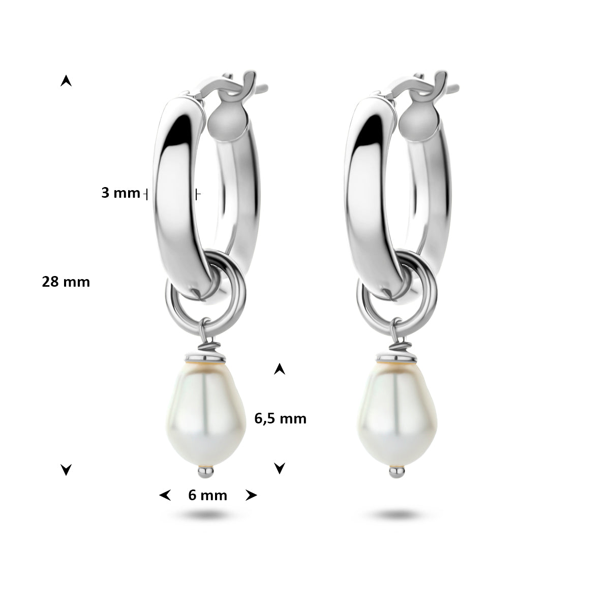 Perlantine - Parel Oorringen - 925 Zilver