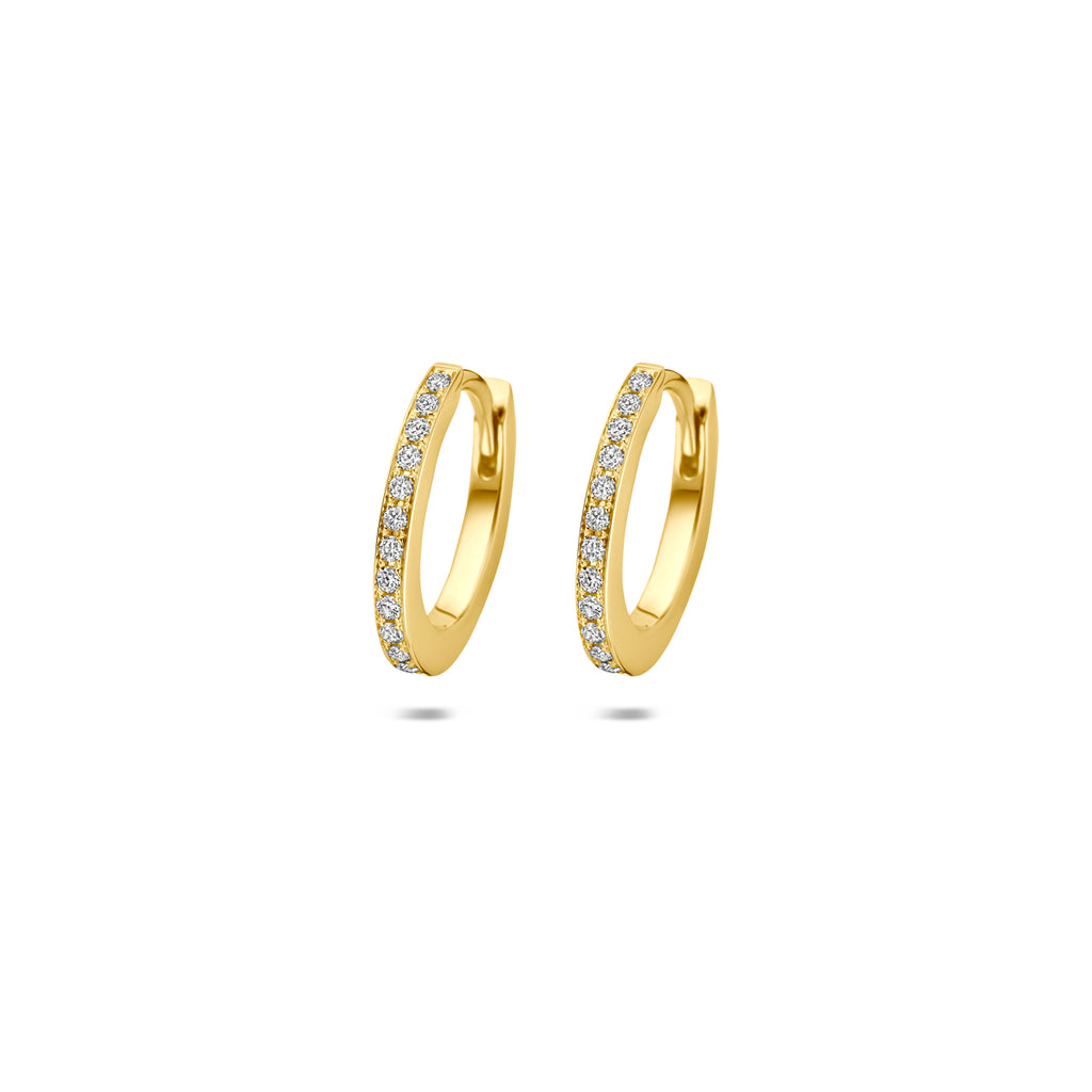 Diamavella - Gouden Klapoorbellen met Diamant - 14K Geelgoud