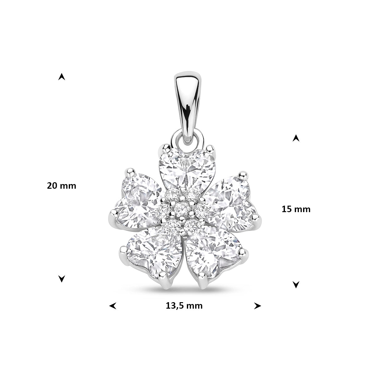 Flora Hanger – Zirkonia - 925 Zilver