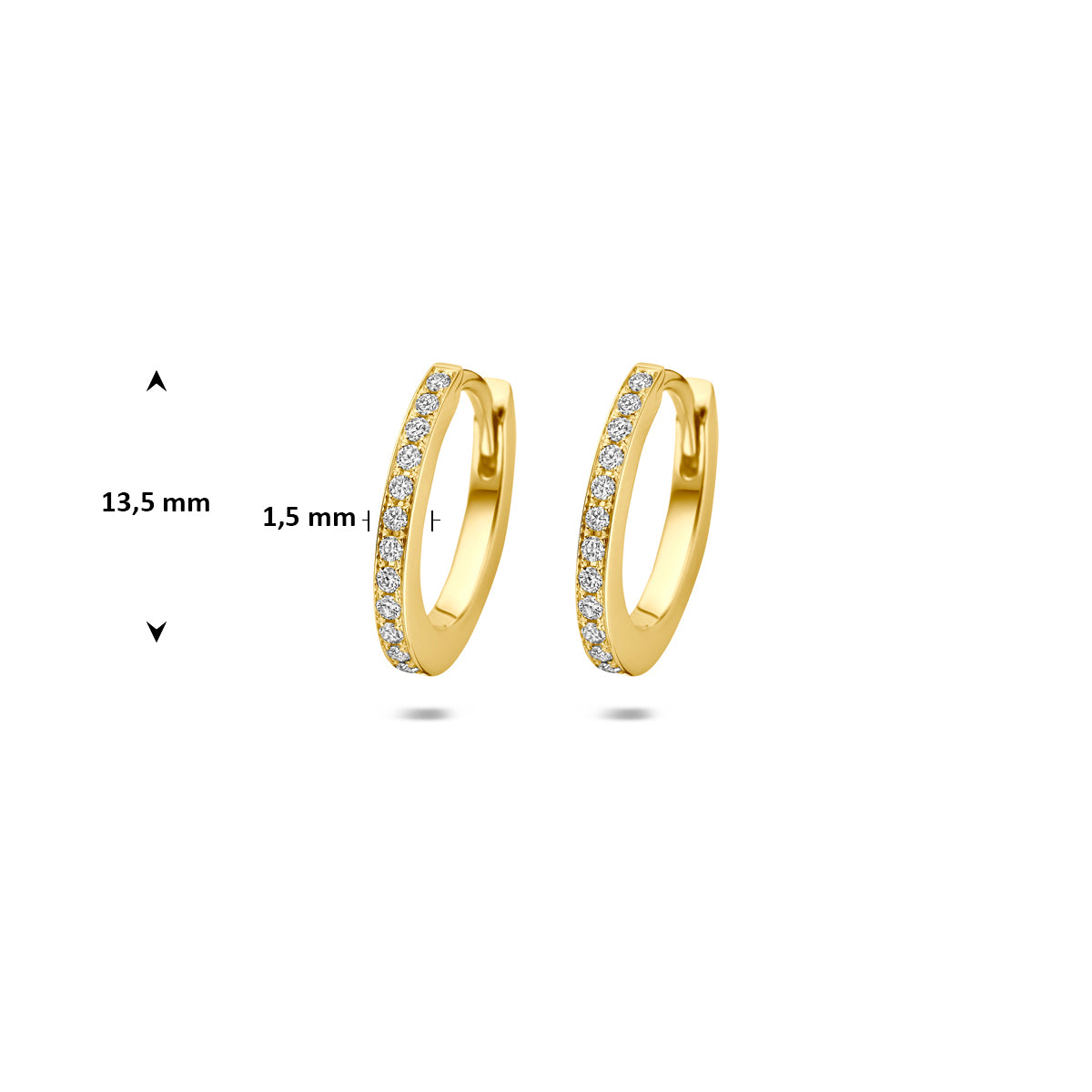 Diamavella - Gouden Klapoorbellen met Diamant - 14K Geelgoud