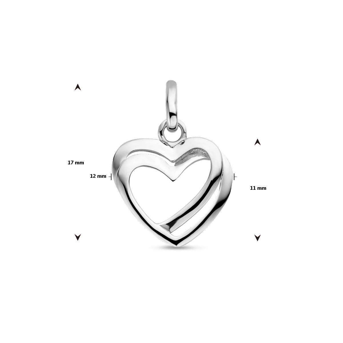 925 Sterling zilveren hart hanger vooraanzicht - City Juwelier