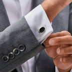 925 Sterling zilveren manchetknoppen met onyx close-up detail - City Juwelier