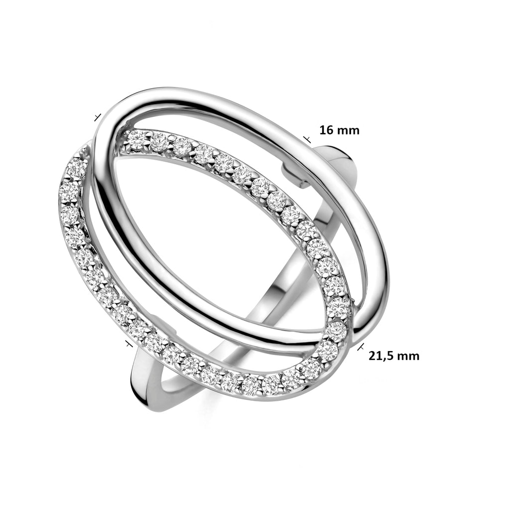 925 Sterling zilveren ring met fonkelende zirkonia - detail - City Juwelier