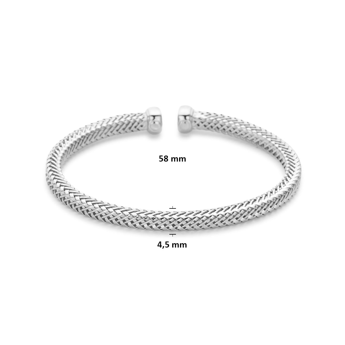 925 zilveren armband Clampella klemband zijaanzicht met rhodiumafwerking voor dames - City Juwelier