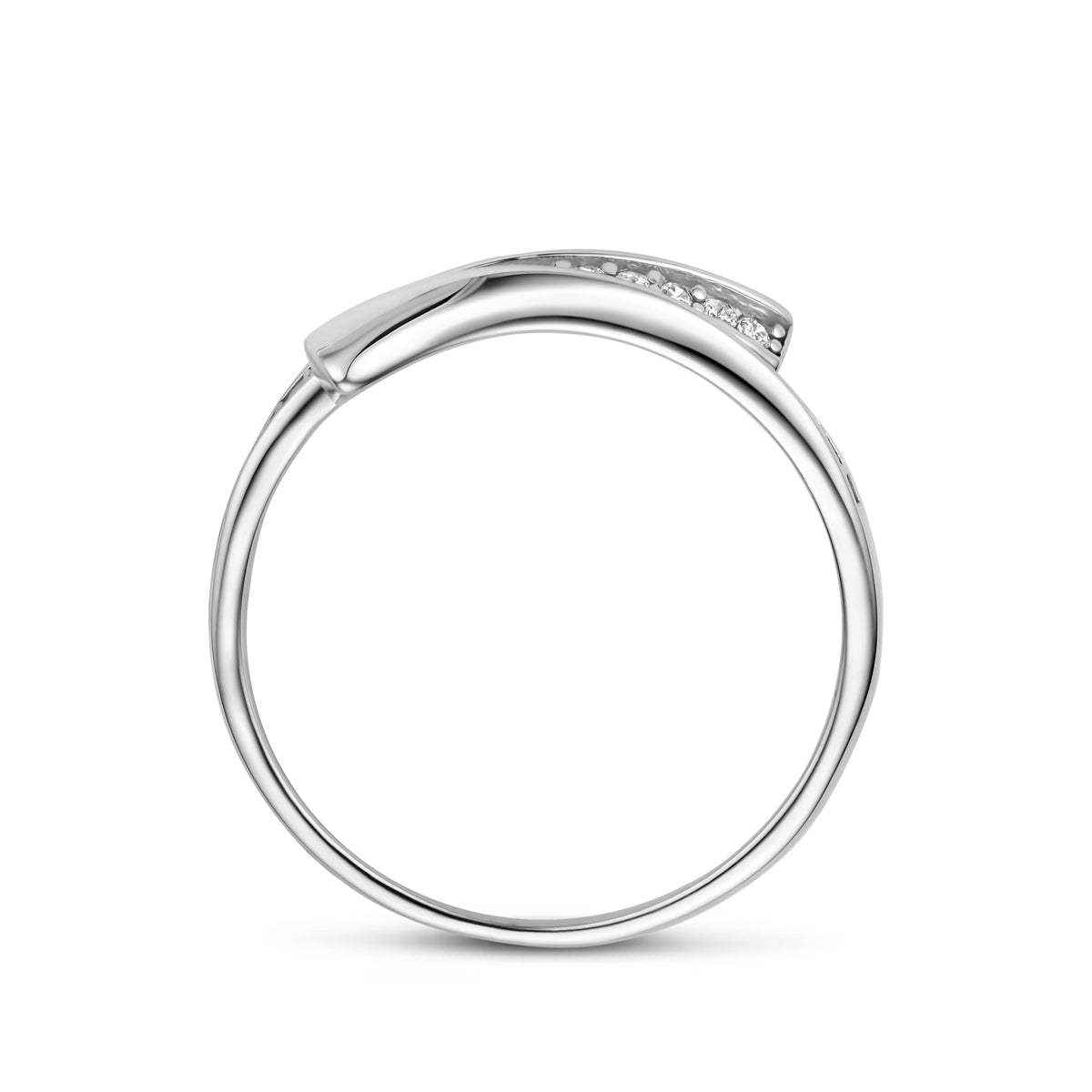 925 zilveren damesring Ziravella zijaanzicht met zirkonia detail - City Juwelier