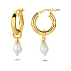 925 zilveren oorbellen met parel zijaanzicht gold plated voor dames - City Juwelier