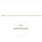 9K geelgouden enkelbandje Figaro schakel close-up detail voor dames - City Juwelier
