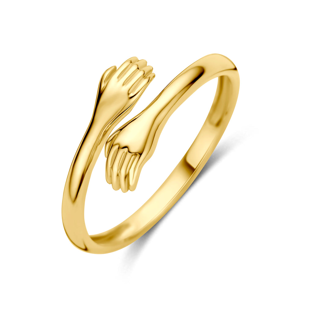9K geelgouden ring met knuffeldesign vooraanzicht voor dames - City Juwelier