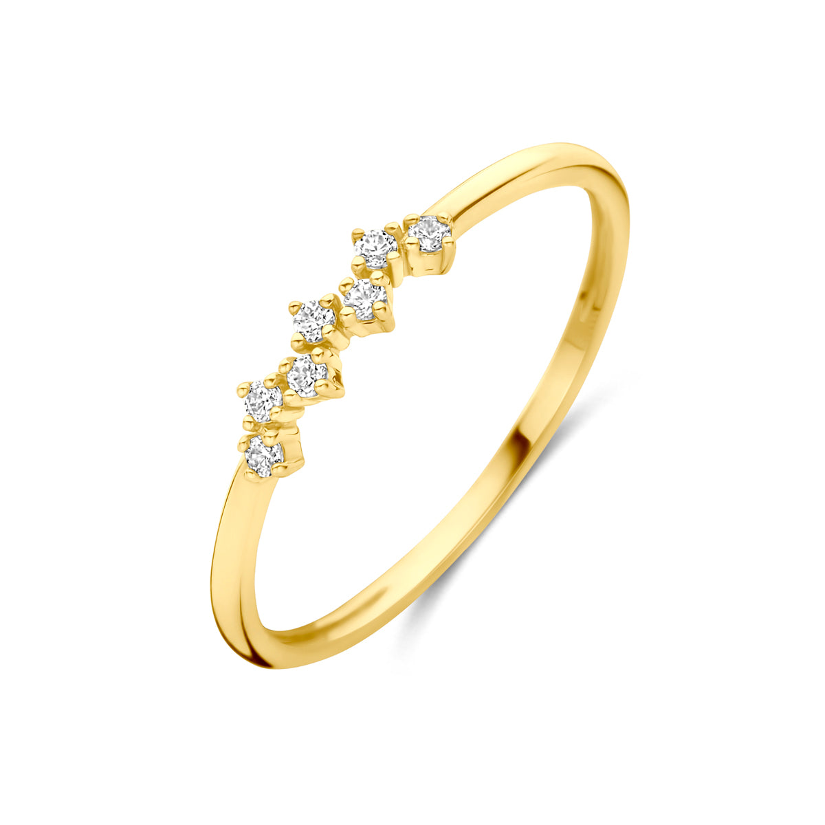 9K geelgouden ring met zirkonia vooraanzicht voor dames - City Juwelier