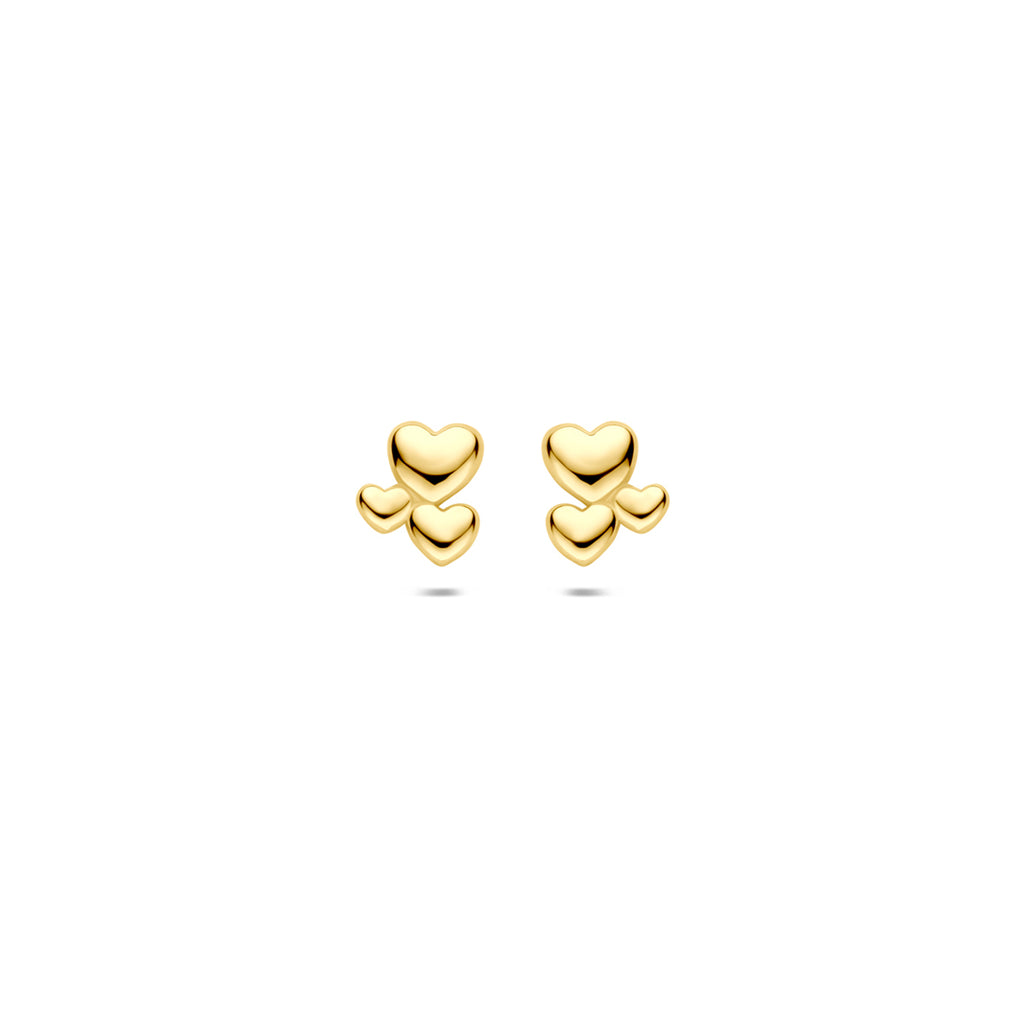 9K gouden oorbellen hartjes vooraanzicht voor dames - City Juwelier