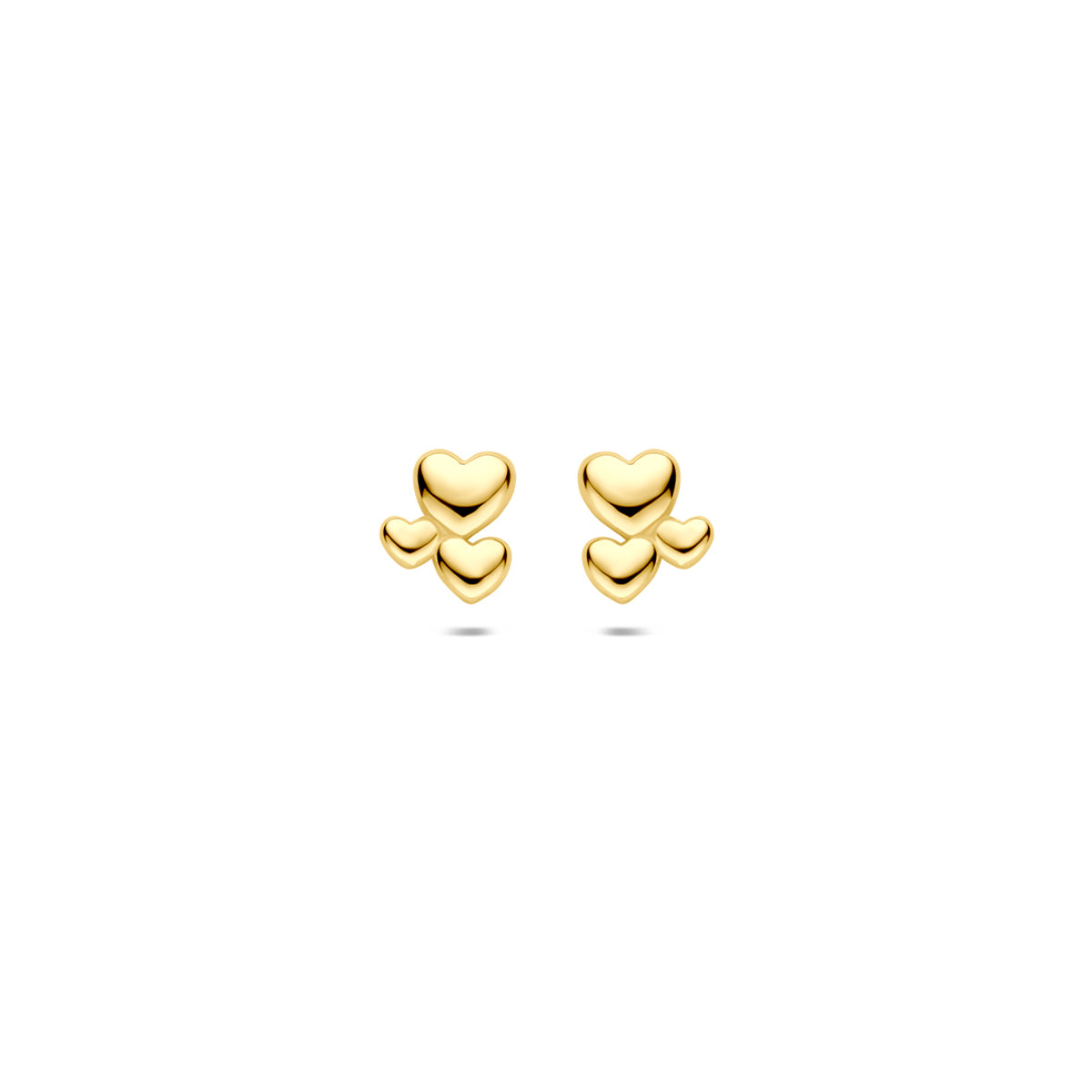 9K gouden oorbellen hartjes vooraanzicht voor dames - City Juwelier