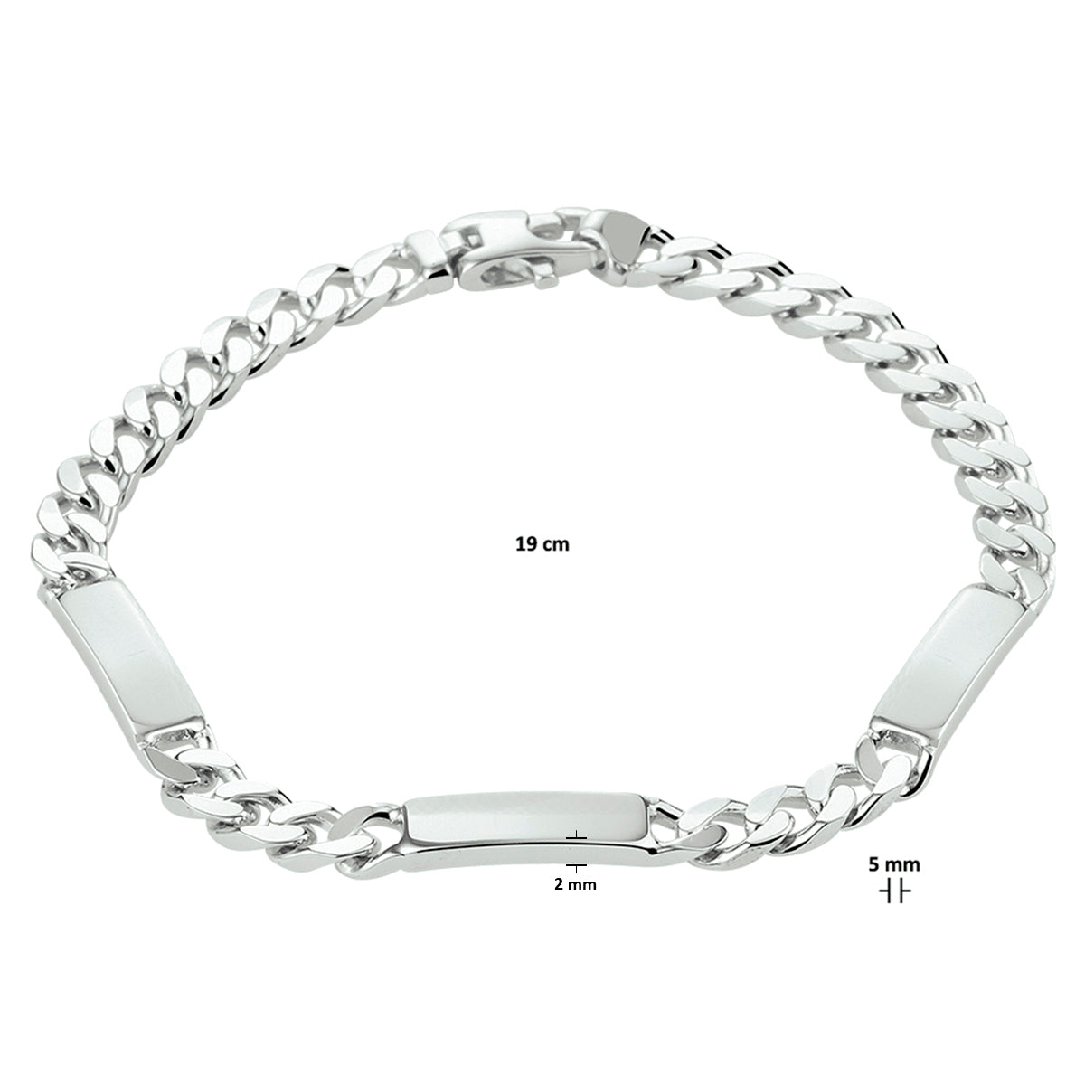 Alessandro – Graveerarmband Gourmette – 925 Zilver Afmeting