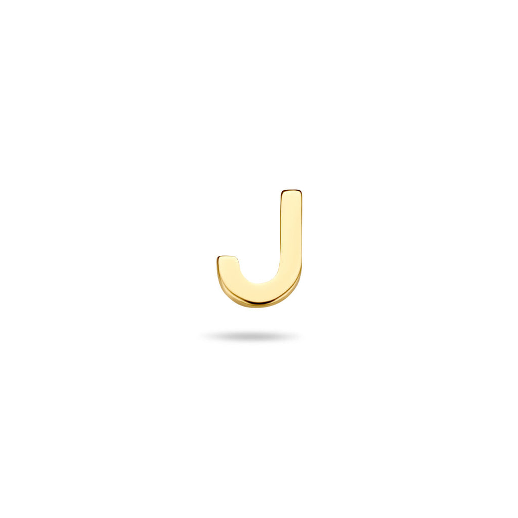 Alphabelle - Letter Oorknop Oorbel 14K Geelgoud - Dames J