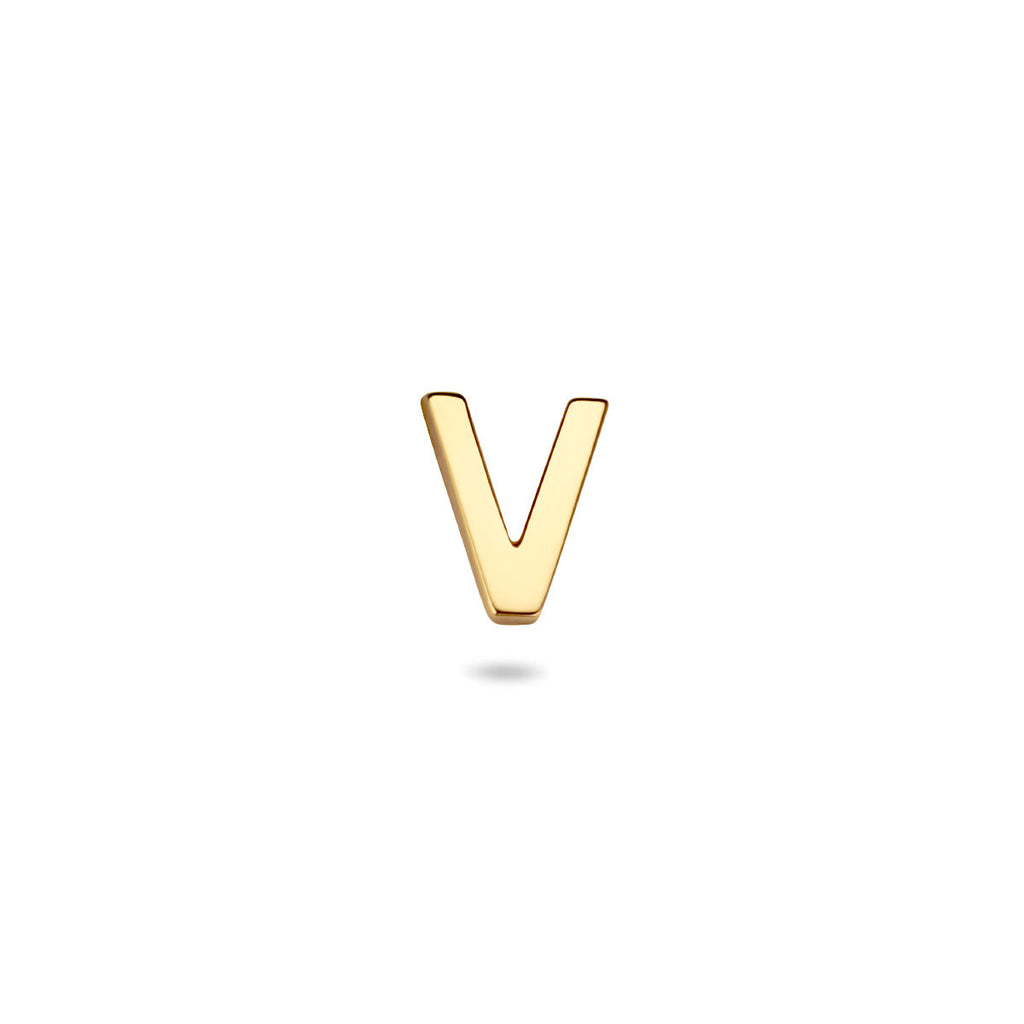 Alphabelle - Letter Oorknop Oorbel 14K Geelgoud - Dames V