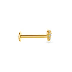 Amoretta - Helix Oorbel Hart Piercing Flat Back 14K Geelgoud Zijkant