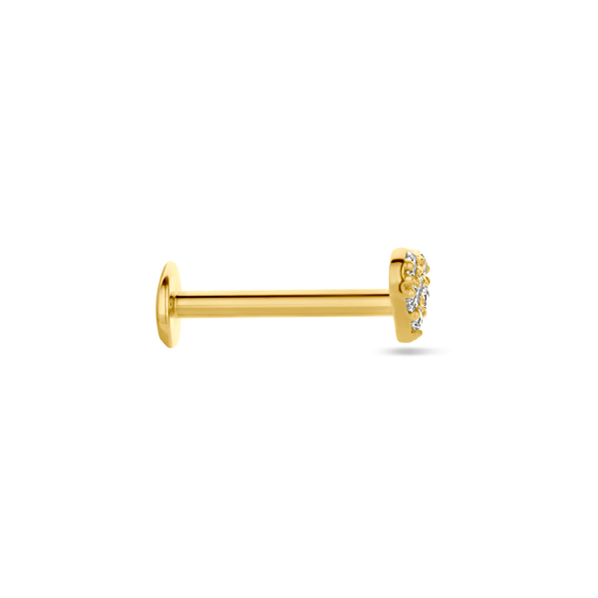 Amoretta - Helix Oorbel Hart Piercing Flat Back 14K Geelgoud Zijkant