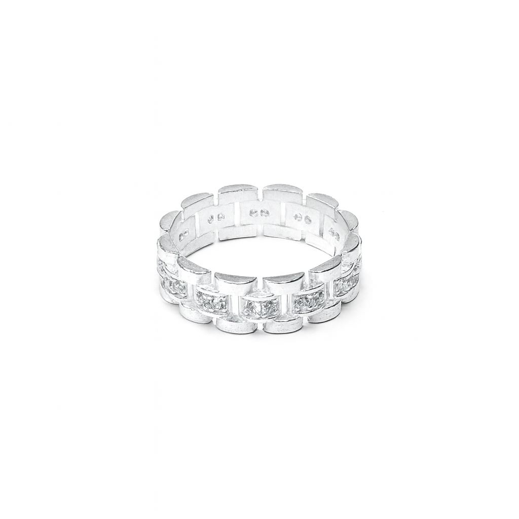 Aurexo – Rolex Schakel Ring – 925 Zilver Stenen