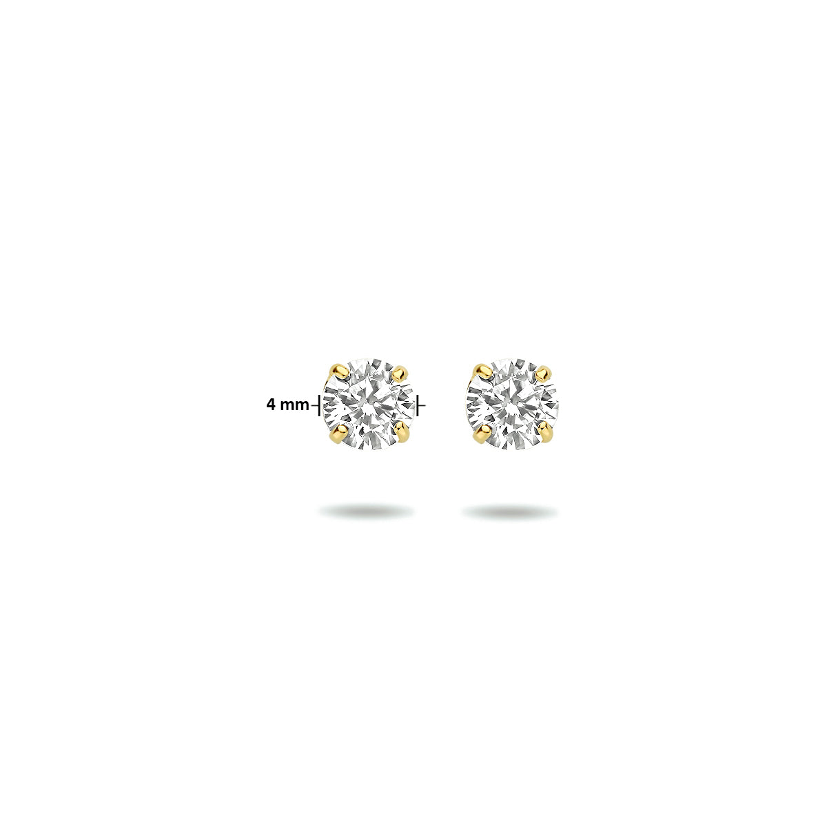 Brillette - Gouden Oorknoppen 14K Geelgoud - Zirkonia Afmeting