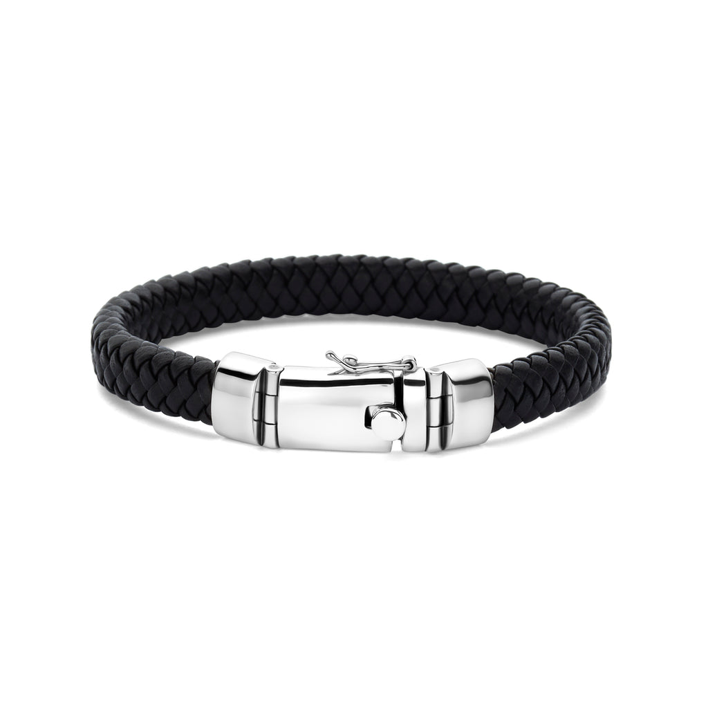 Cassiano – Gevlochten Armband Leer – 925 Zilver