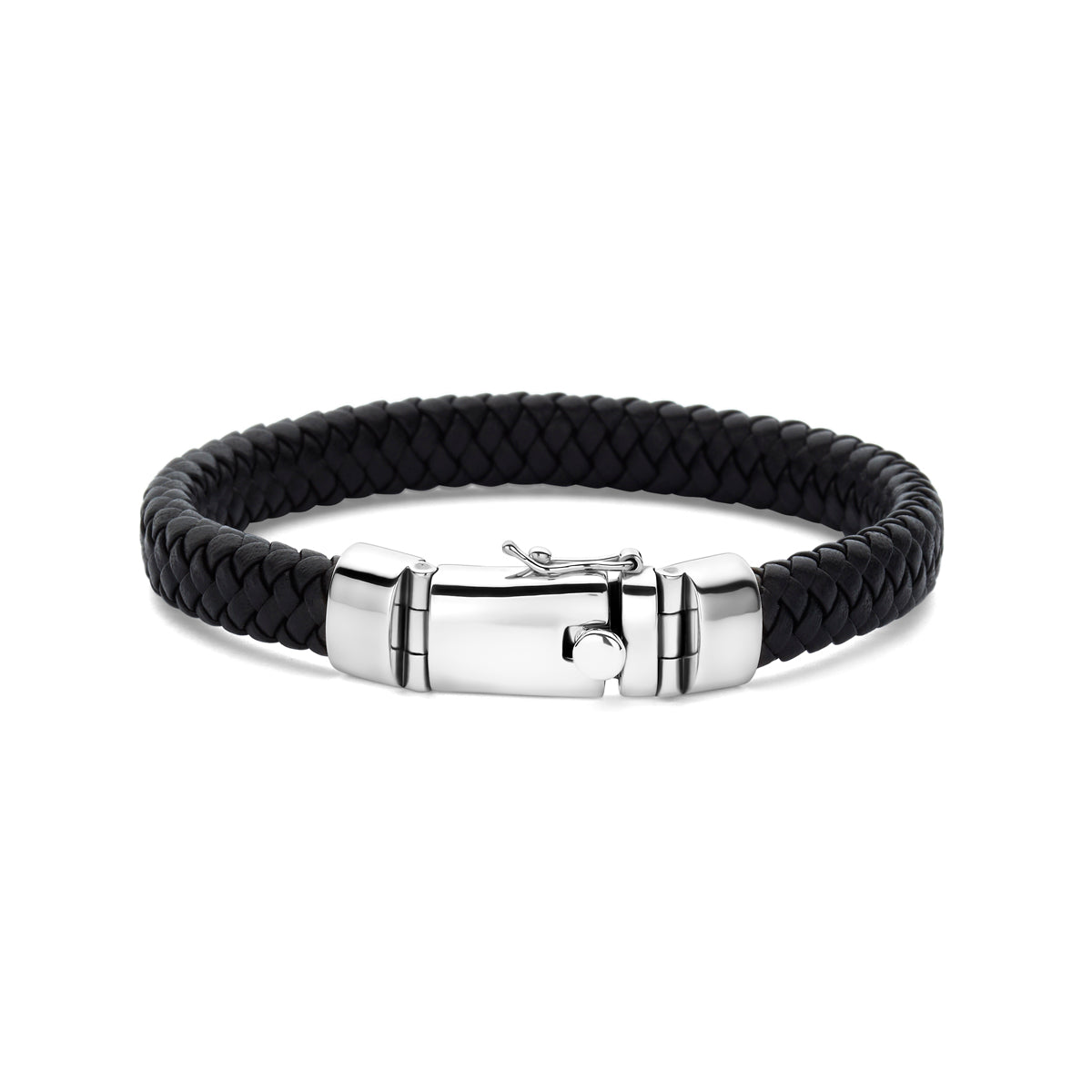 Cassiano – Gevlochten Armband Leer – 925 Zilver