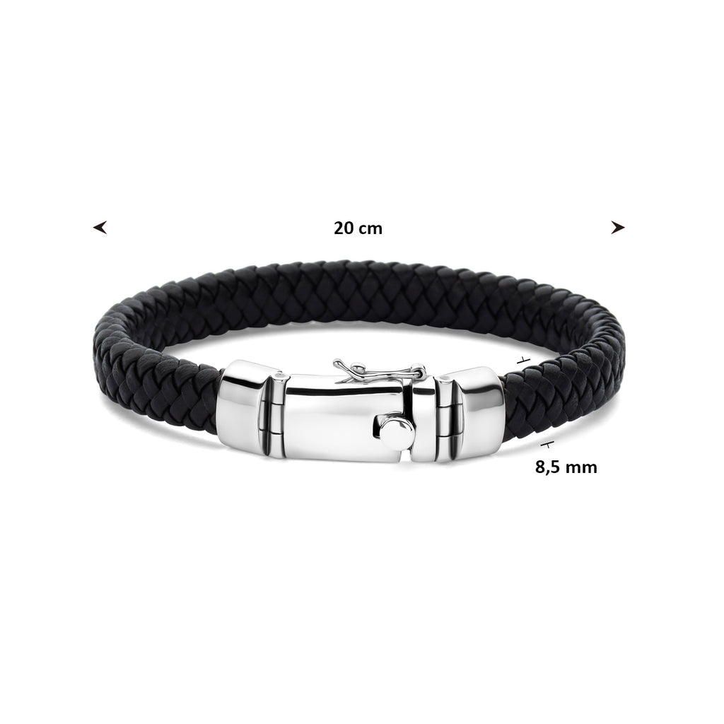 Cassiano – Gevlochten Armband Leer – 925 Zilver Afmeting