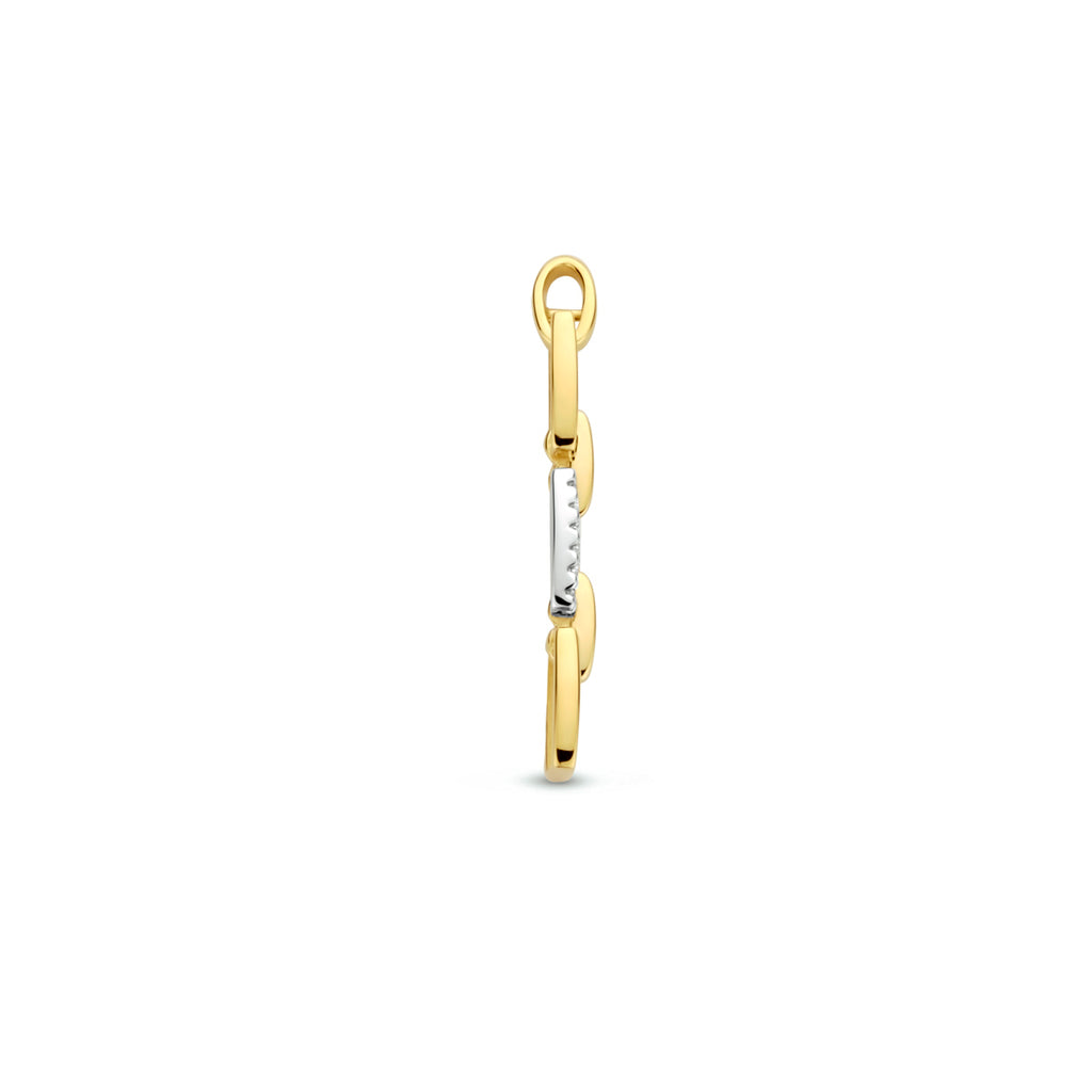 Clarienne - Gouden Dames Hanger 14K Bicolor - Diamant Zijkant