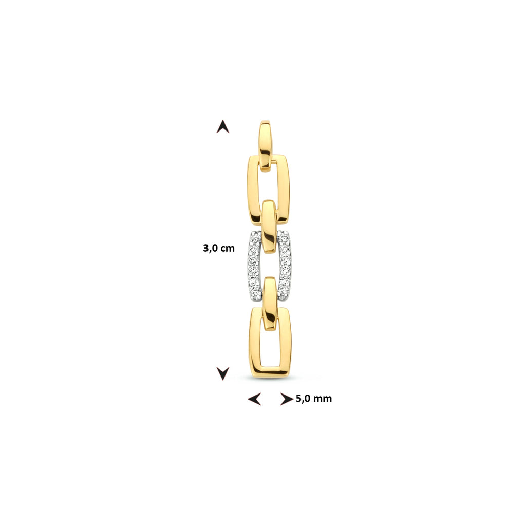 Clarienne_-_Gouden_Dames_Hanger_14K_Bicolor_-_Diamant_Zijkant Afmeting