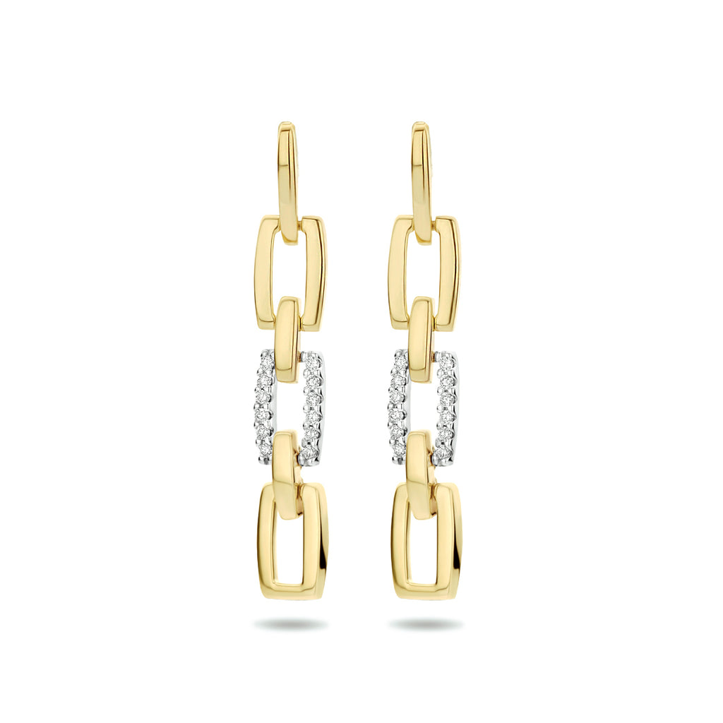 Clarienne - Gouden Dames Oorhangers 14K Bicolor - Diamant