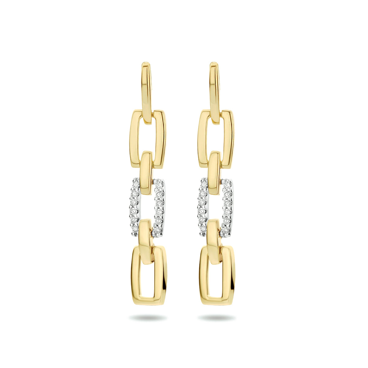Clarienne - Gouden Dames Oorhangers 14K Bicolor - Diamant