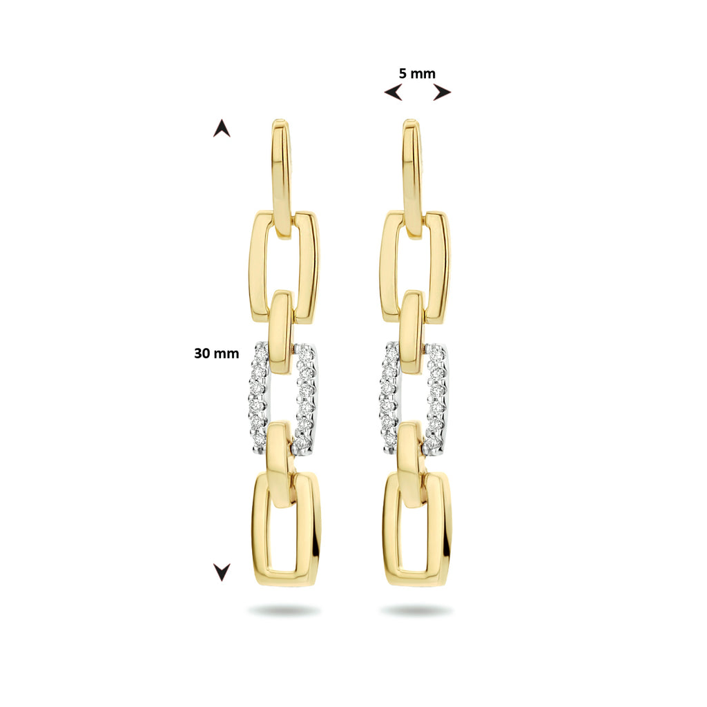 Clarienne - Gouden Dames Oorhangers 14K Bicolor - Diamant Afmeting