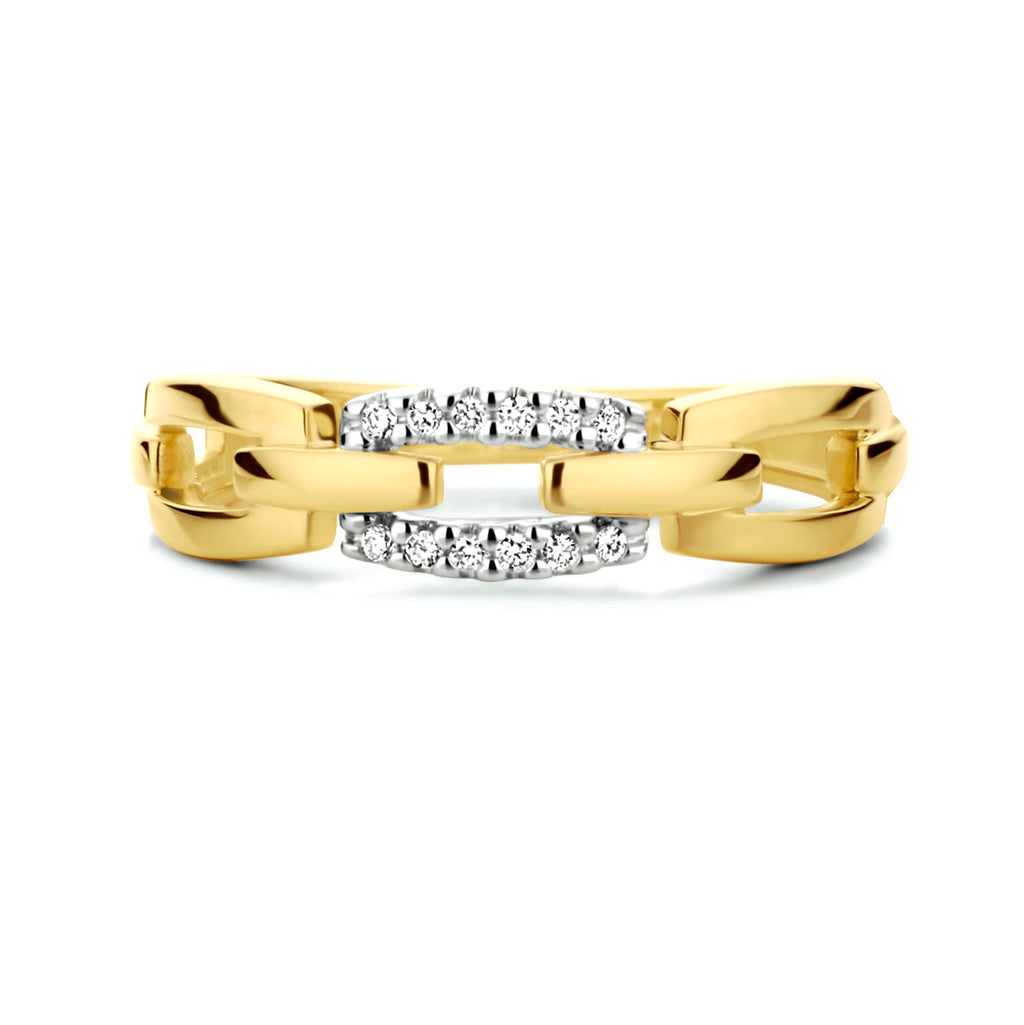 Clarienne - Gouden Dames Ring 14K Bicolor - Diamant Bovenkant