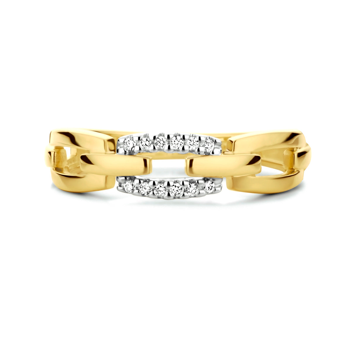 Clarienne - Gouden Dames Ring 14K Bicolor - Diamant Bovenkant
