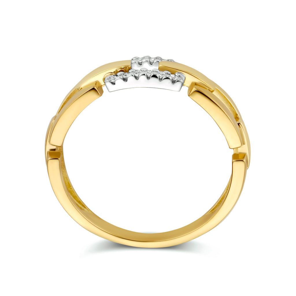 Clarienne - Gouden Dames Ring 14K Bicolor - Diamant Zijkant