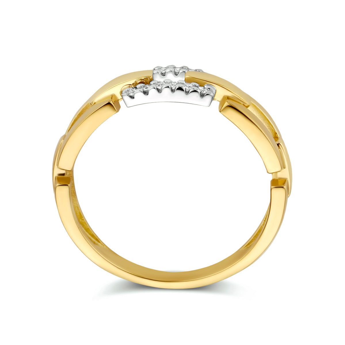Clarienne - Gouden Dames Ring 14K Bicolor - Diamant Zijkant